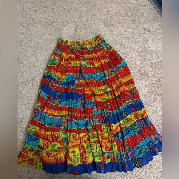 Vintage Phool Skirt Women L Colorful Reversible Flowy Hippe Boho Maxi Festival - Picture 2 of 5